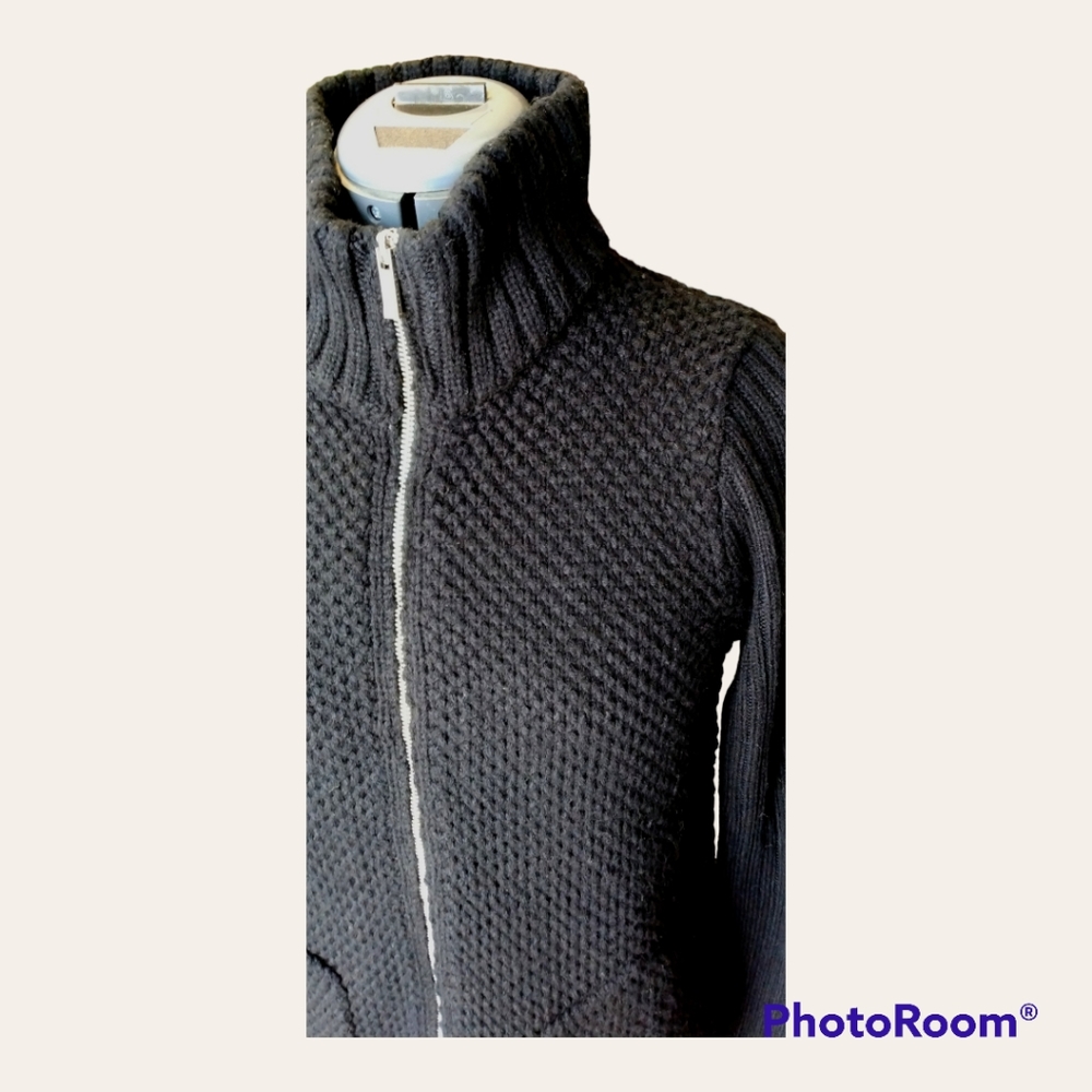 Jones New York signature black knit zip up sweater,  Small - Picture 2 of 8